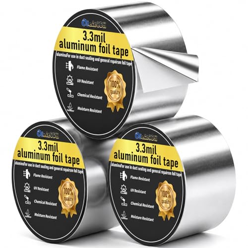 Image of Oleitodh 3 Pack Aluminum Foil Tape Bulk - 4 Inch x 55 Yards - 3.3mil