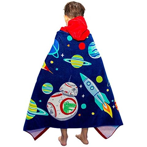 Children's Bath Poncho, 100% Cotton, Children's Bath Towel, Beach Swimming Children's Bathrobe, Absorbent, Quick Drying, Soft Hooded Bath Towels for Boys and Girls 2-8 Years (Space) Cover