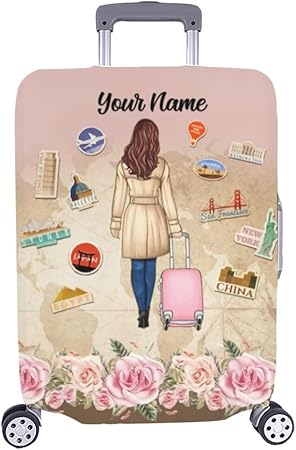 review Personalized Name Catch Flights Not Feelings Luggage Cover, Travel Girl Protector Luggage Covers, Suit Case Covers, Suitcase Protector, Luggage Protective travel accessories, Unique travel cover