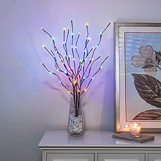 Vanthylit 3PK Twig Lights 76cm Decorative LED Twigs with 60 Multi-Colour LEDs Waterproof Pathway Branch Lights Mains Powered for Indoor Outdoor Home Party Festival Valentine's Day Decoration