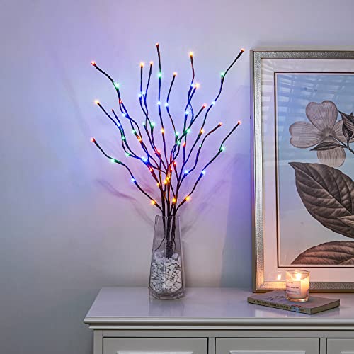 Vanthylit 3PK Twig Lights 76cm Decorative LED Twigs with 60 Multi-Colour LEDs Waterproof Pathway Branch Lights Mains Powered for Indoor Outdoor Home Party Festival Valentine's Day Decoration