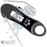 [Almacenamiento y regalo convenientes] Contenido del paquete: 1 * Termómetro, 1 * Cable USB, 1 * 3A Batería para cronómetro, 1 * Manual (cinco idiomas). El termómetro para barbacoa cuenta con un orificio para colgar y un imán interno, fácil de colocar en los ganchos de la cocina o pegarlo en el refrigerador o el lavavajillas. Regalo ideal para los entusiastas de la parrilla en Navidad, etc.