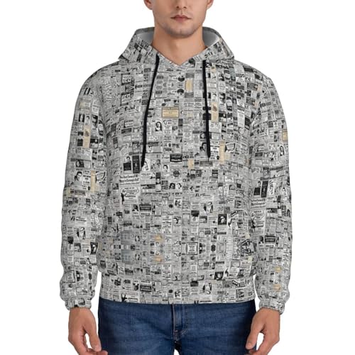 Newspaper Hd Men'S Casual Sweatshirt Hoodie, Long Sleeve Hooded Pullover With Pocket And Drawstring2