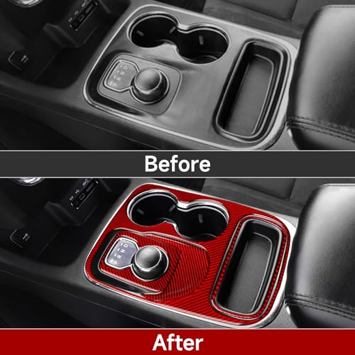 Image of Gear Shift Panel Decals for 2014 2015 2016 2017 Dodge Durango Accessories Carbon Fiber Stickers, Cup Holder Style