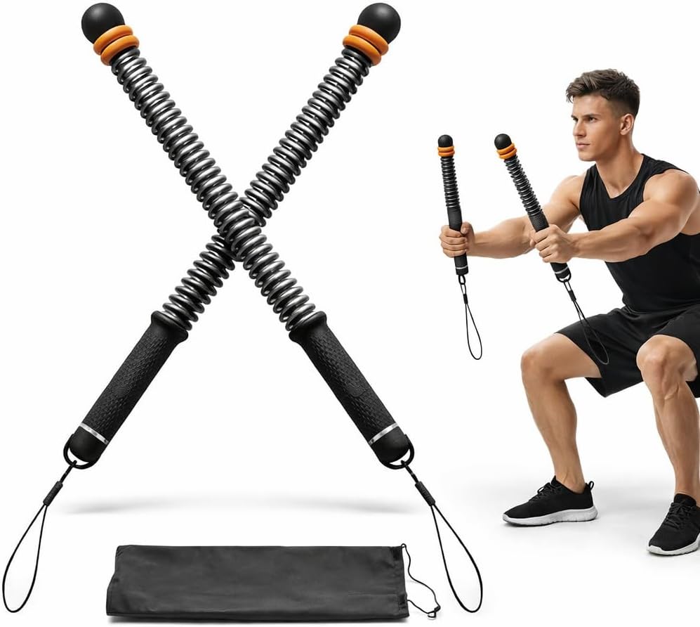 Adjustable Resistance Cordless Battle Ropes, Portable Home Gym Equipment. Weighted Ropeless Design for Strength Training, HIIT & Low-Impact Cardio Workout (2, Black)