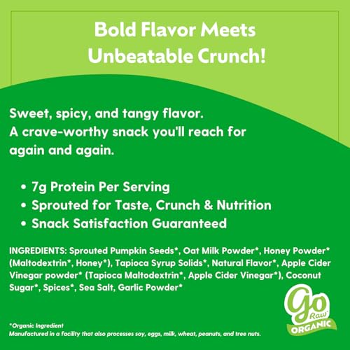 Image of Go Raw Organic Sprouted Pumpkin Super Crunch Seeds - Sweet Thai Chili Snack | Pepitas, Keto, Non-GMO, Gluten-Free, Kosher, Paleo, Protein-Packed Superfood, Healthy Snack for Adults and Kids, 9oz Bag
