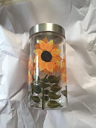 Grant Howard Sunflower Hand Painted Glass Storage Jar, 58 oz, Multicolor