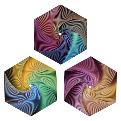 Fractal Fidget Hexagon-3D Printed Hexagon Fidget Toy, Infinity Cube Sensory Toys for Adults, Desk Spinning Toy, Hexagon Spiral Visual Fingertip Toys (3pcs)