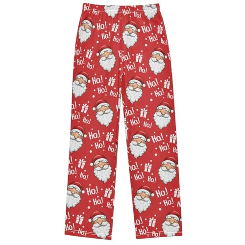 Boy's Pants Christmas Head Santa Pattern Jogger Pants Elastic Waist Long Bottoms Trousers with Pockets 6-14 Years