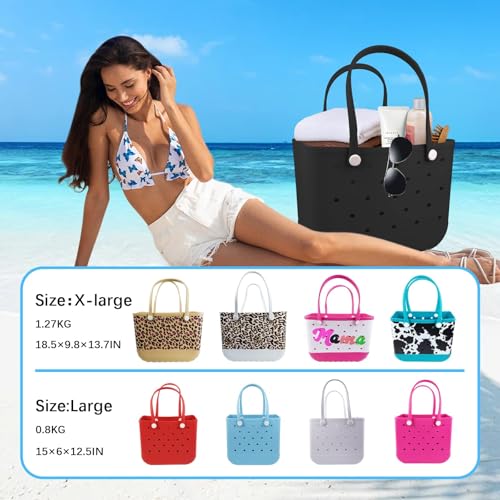 Rubber Beach Tote Bag - Waterproof Washable Durable Open Purses with Zipper Pocket and Phone Pouch for Pool Boat3