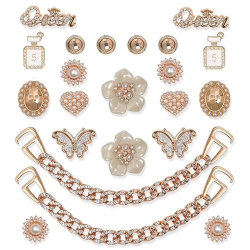 A.S.Marelis ​22 Adornos para Zapatos   Shoe Charms   Dijes Extraíbles con Cristales y Perlas, Decoración DIY para Mujer   Regalo Cumpleaños/Fiestas