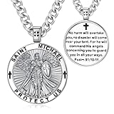 INFUSEU Colección de collares de fe de protección católica, Virgen María San Benito San Cristóbal San Florián San Juana de Arco, Small, Chapado en rodio, Sin piedra preciosa