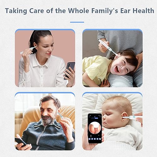 Ohrenschmalz Entferner Otoskop, LANMOU Ohrreiniger mit Kamera, 1080P HD Ohrenreiniger mit 6 Leds & 4 Silikon Ohrlöffel, IP67 Wasserdicht Ear Cleaner für Iphone, Android, Ipad, Weiß