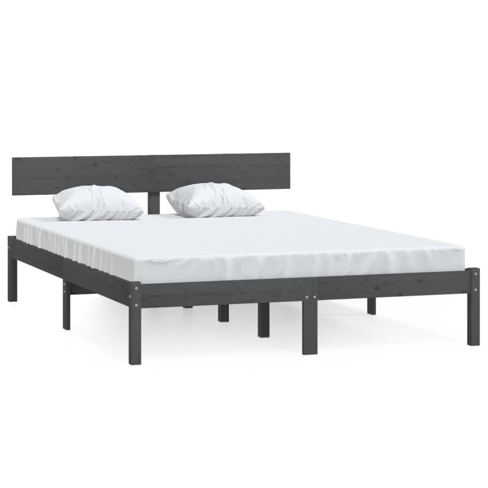 ATOMSTACK MAKER Cama de Madera Maciza de Pino, Color Gris, 150 x 200 cm, Con Somier Integrado y Cabecero Clásico, Ideal para Dormitorios Modernos y Escandinavos – Montaje Fácil