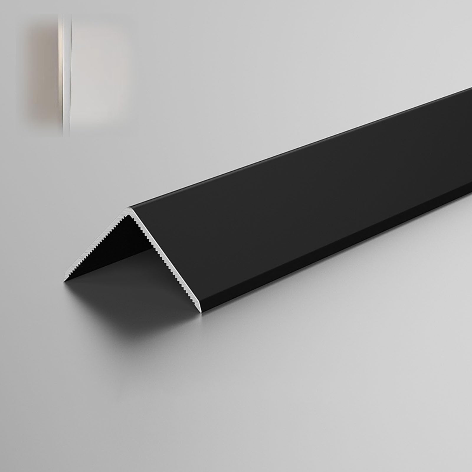 Floor Transition Strip Aluminum, 3 pcs Wall Corner Protector 1 m Floor Edging Trim Strip Stair Edge Protector for Laminate Floor/Vinyl/Tile(Bright Black,30 mmx1 m)
