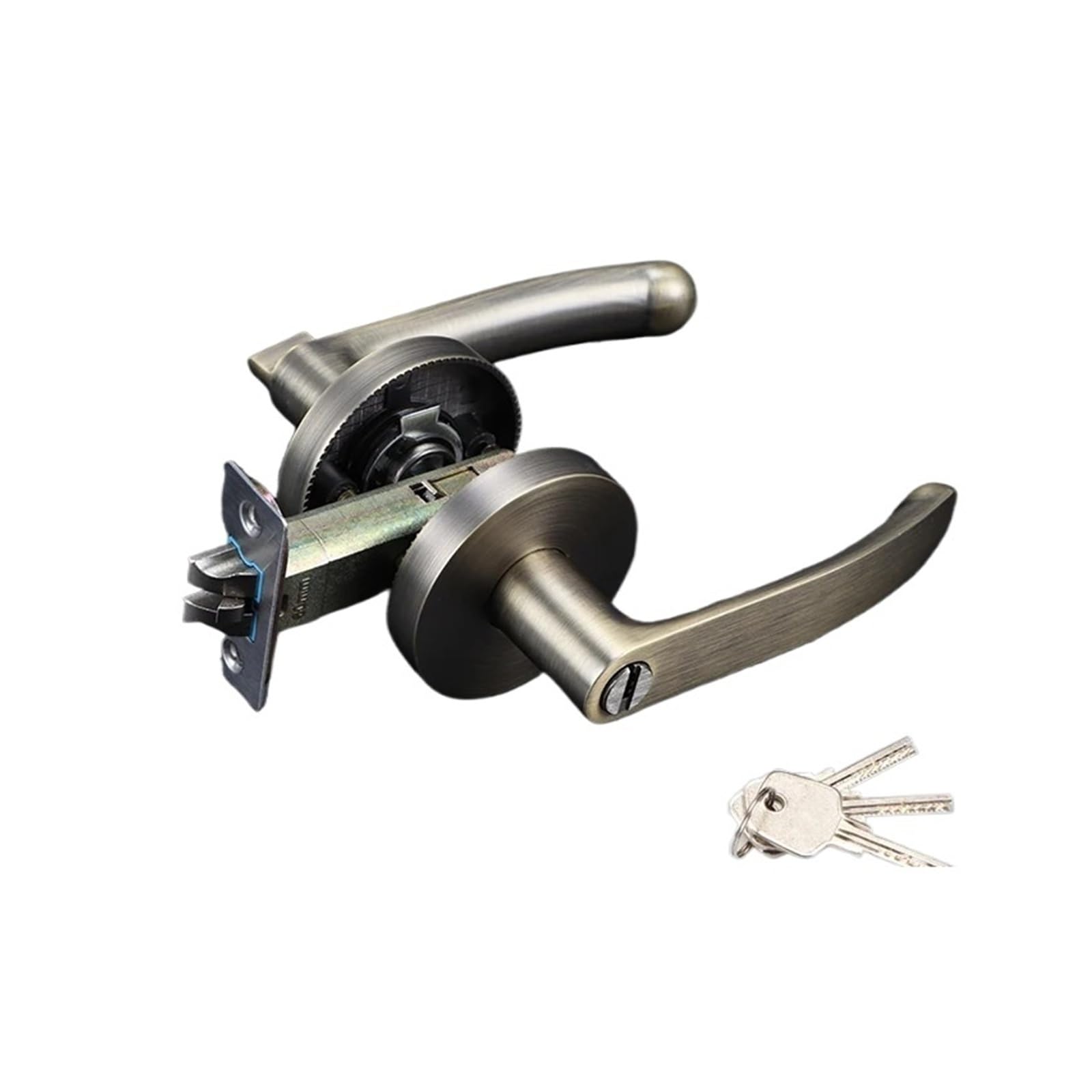 SJLOYNWQ Door Lock Household Three-Pole Single-Tongue Round Silent Anti-Theft Door(Green Bronze ET_60MM)