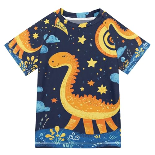 Jucciaco Boys Swimsuit Dinosaur Hand Draw Cartoon Sunscreen Kids Sun Rashguard Short Sleeve T-Shirts Swimwear Sets UPF 50+