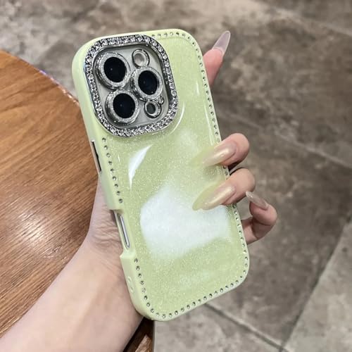 Étui souple iPhone 16 Pro Max coque silicone antichoc strass vert