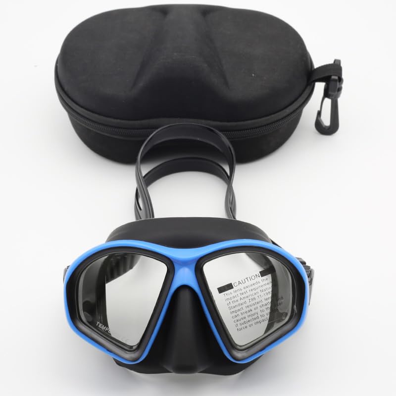Professional Wet Low Volume Freediving Mask - Anti-Leak, Tempered Glass, Free Dive Mask - Diving, Freediving, Spearfishing - with Go-Pro Camera Mount and J-Type Snorkel