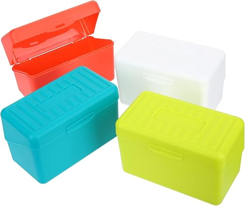 Tofficu 4 unidades de fichero de tarjetas de índice, soporte de archivo, contenedor flash, organizador de tarjetas de notas, carpeta de archivos de