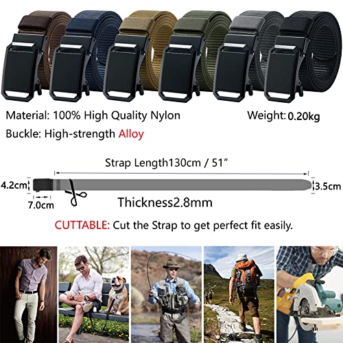Image of LionVII Men's Belt,Ratchet Belt for Men Casual, Nylon Jeans Belt with Click Buckle, Breathable Fabric Waist Strap Easy Adjustable Trim to Fit 28-49 inch Waist