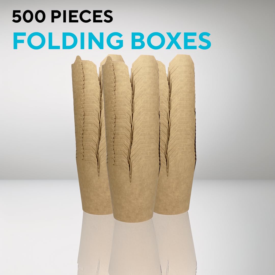 Enpack Nudelboxen 500ml (16oz) – 500 Stück aus Kraftpapier | Einweg To-Go Boxen mit Beschichtung | Auslaufsichere Take Away Verpackung für Asia Food, Streetfood, Gastronomie, Events
