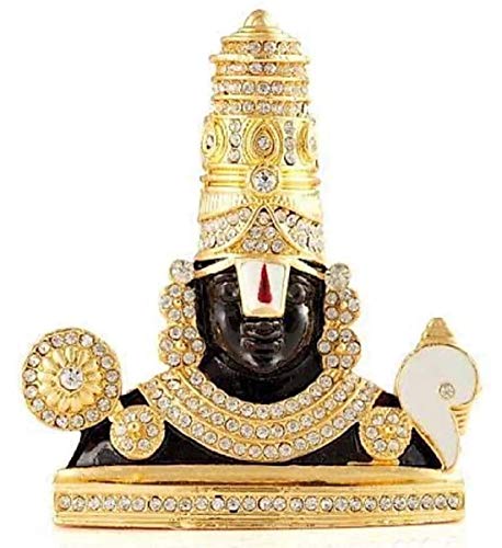 Estatua Lord Venkateswara Dorada con Piedra 2.1 x 0.5 x 2.8 in