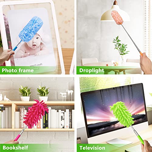 4 Pack 13" To 30" Extendable Feather Duster Kit, Washable Duster Head, Microfiber Duster For Office, Car, Window, Furniture #TOP3
