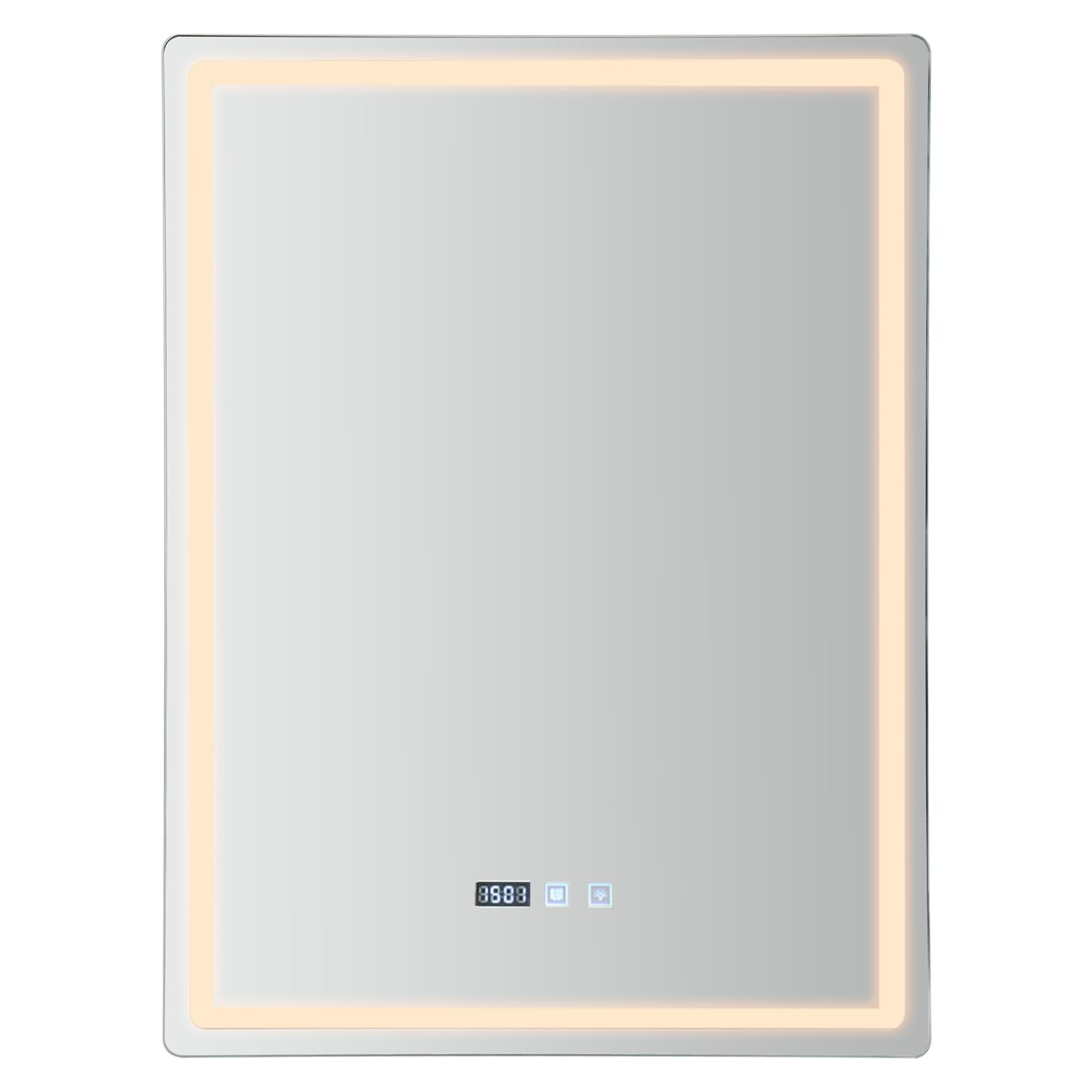 Espejo de baño LED con luz, espejo LED, espejo de baño, espejo antivaho, espejo de pared, espejo regulable con indicador de temperatura para baño, hotel, apartamento (plata, 500 x 700 mm)