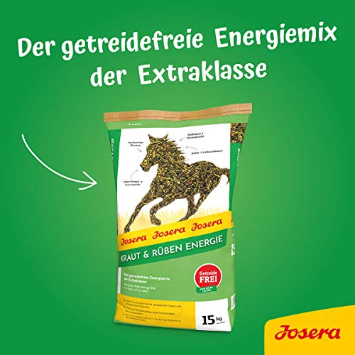 JOSERA Kraut & Rüben Energie (1 x 15 kg) | PFERD | Premium Pferdefutter | Energiemix der Extraklasse - effizienter Muskelaufbau dank Pflanzenproteinen | getreidefrei | stärkereduziert | 1er Pack