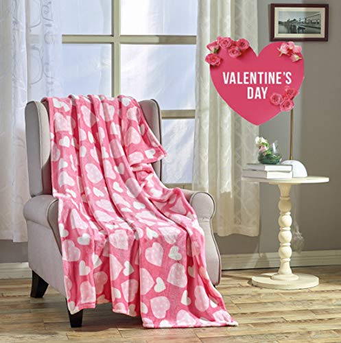 Amor Eterno Be Mine Love Collection Valentine's Day Heart Ultra Plush Throw Blanket (50" X 60") - Polka Dot Whimsical Hearts Fleece Blanket #TOP3