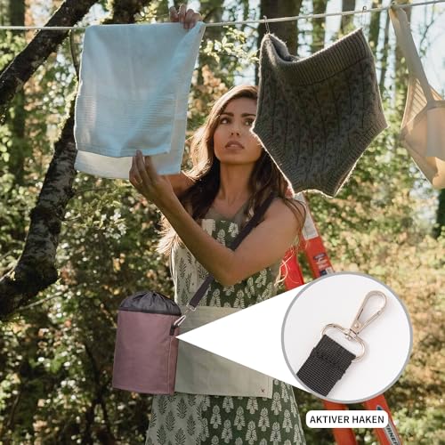 KGMCARE Wäscheklammer Beutel für bis zu 200 Wäscheklammern Große wasserdichte Wäscheklammer Tasche mit Haken Verstellbaren Riemen für Innen- und Außen Wäscheklammern Lagerung Veranstalter