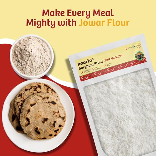 Image of Naario Jowar Flour Certified Organic Sorghum Atta Gluten Free, High in Fiber and Protein, No Preservatives, Ideal for Weight Loss and Healthy Diet - 500g