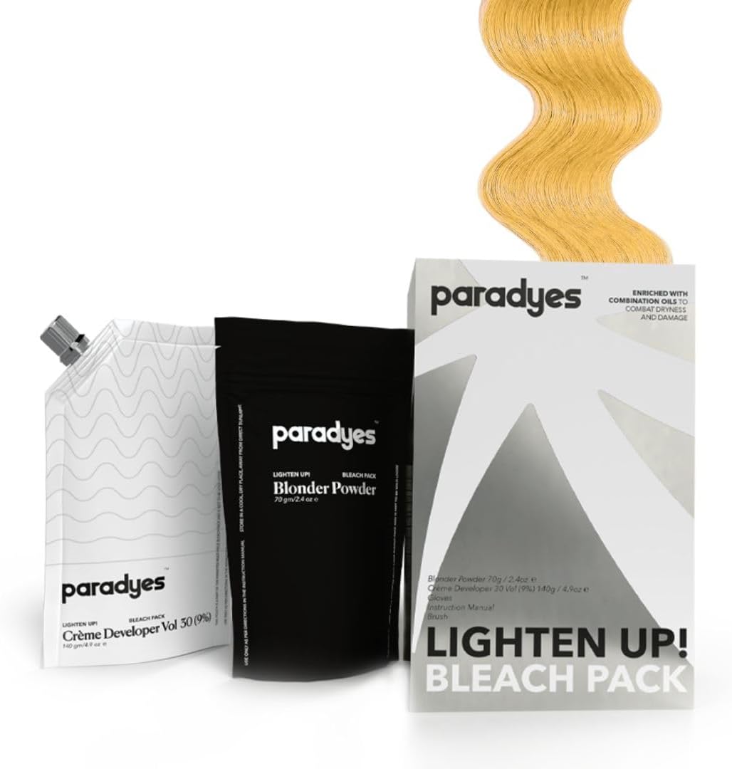 Paradyes Lighten Up! Bleach Pack 30 Vol. enriched with Flax, Almond and Olive Oil to lighten dark hair, suitable for All Hair Types