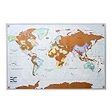 Scratch off map of the world - premium edition - scratch off travel poster, easy to hang or frame 24'x36' - great gift, accessories included
