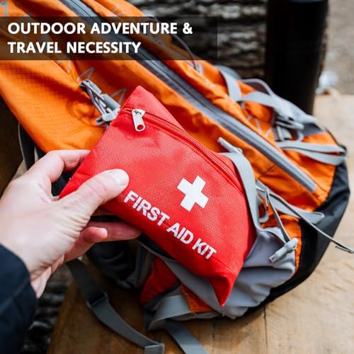 Medi Mini First Aid Kit, 14 kinds74 Pieces Small First Aid Kit for Travel, Home, Office, Vehicle, Camping, Workplace & Outdoor (Red) - Image 2