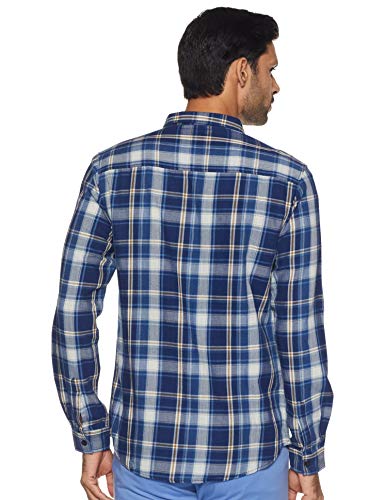 Image of Spykar Men's Slim Fit Raised Collar Full Sleeve Checked Casual Shirts