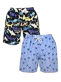 NATUST Boys Swim Trunks 2 Pack Quick Dry Board Shorts Boys' Lightweight Beach Shorts with Mesh Lined