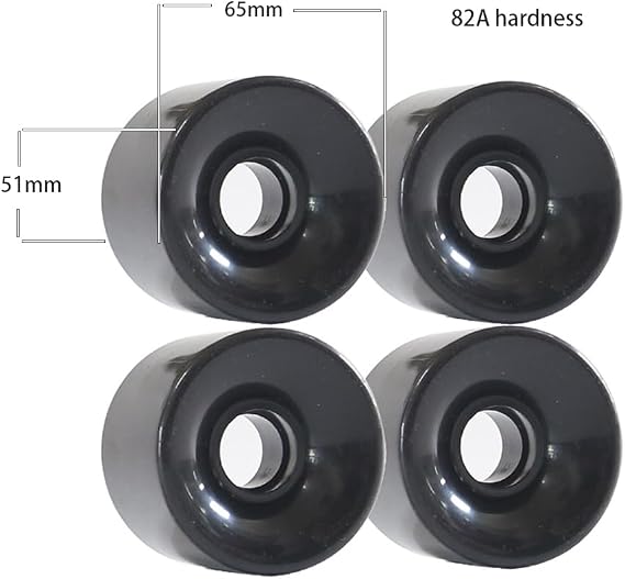 65mm Cruising Skateboard Wheels and Bearings Set 65mm Longboard Wheels Street Wheel Cruiser 65mm 82A Wheels with ABEC-9 Bearings Set of 4
