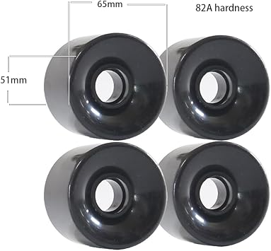 65mm Cruising Skateboard Wheels and Bearings Set 65mm Longboard Wheels Street Wheel Cruiser 65mm 82A Wheels with ABEC-9 Bearings Set of 4