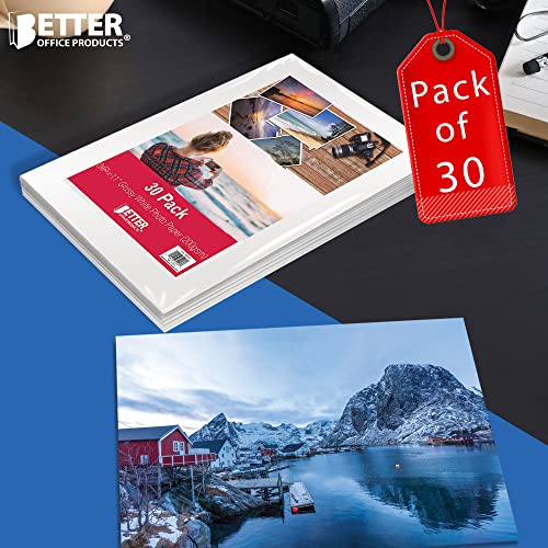 Glossy Photo Paper, 8.5 X 11 Inch, 30 Sheets, By Better Office Products, 200 Gsm, Letter Size, 30-Count Pack #TOP4