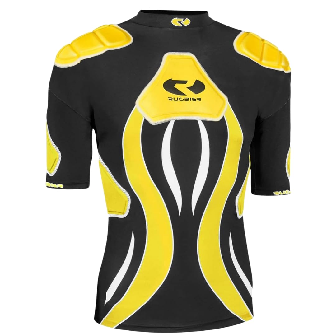 Épaulière de Rugby Professionnelle pour Hommes - Modèle Vulcano Jaune/Noir– Protection de Rugby Rembourrée - Catégories Masculines
