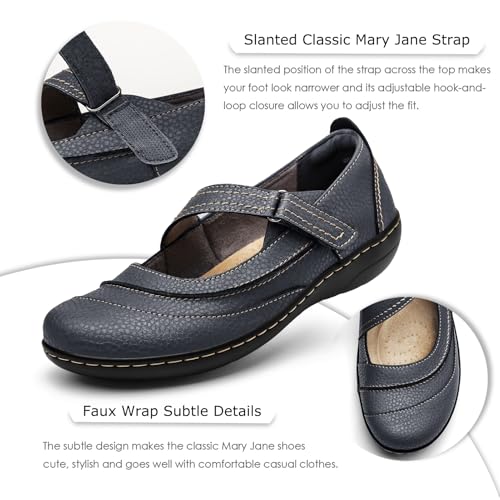 TALENAVA Women's Comfortable & Lightweight Leather Mary Jane Flats Versatile Business Casual Dress Shoes Work Office Cute Stylish Everyday Walking Shoes, Grey, 9 by TALENAVA - Used condition - Image 5