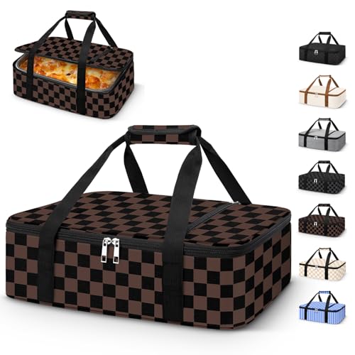 Coobiiya Insulated Casserole Carrier Lasagna Lugger Tote Keeps Food Hot or Cold Thermal Lunch Bag Warmer & Cooler Carrier Bag Portable Tote Bag Fits 9 x 13 Baking Dish for Picnic and Cookouts