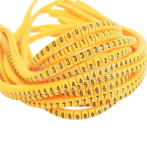 Marqueur de câble en PVC jaune EC-0 codage numérique 0-9 et bague repère fil électrique