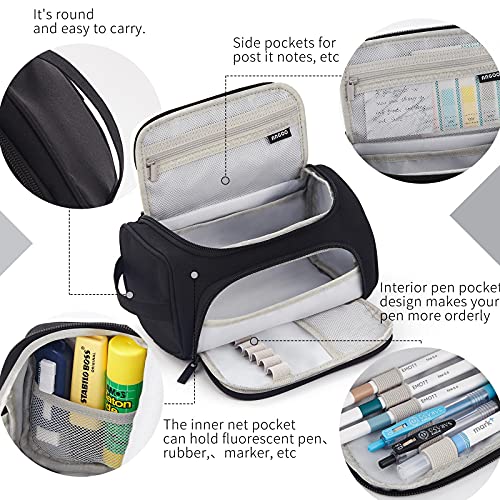 Hvomo Big Capacity Pencil Case High Large Storage Pouch Marker Pen Case Travel Simple Stationery Bag School College Office Organizer For Teens Girls Adults Student（Black） #TOP1