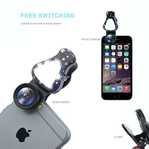 Hovinso Phone Camera Lens,15X Macro Lens Wide Angle Lens for iPhone Samsung,Most Smartphones Black