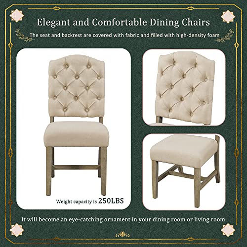 GLANZEND-Functional-Furniture-Retro-Style-Dining-Set-with-Extendable-Table-and-4-Upholstered-Chairs-for-Living-Guest-Room-Home-Bar-Kitchen-Natural-Wood-Wash-Espresso
