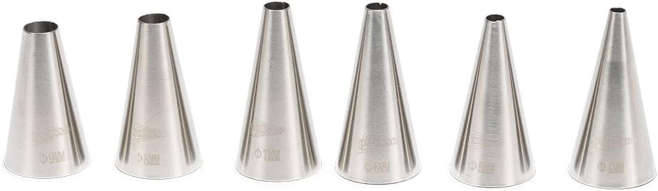 Patisse 6 pieces Decorating Tips Set Assorted Sizes Round End Out Made of Stainless Steel