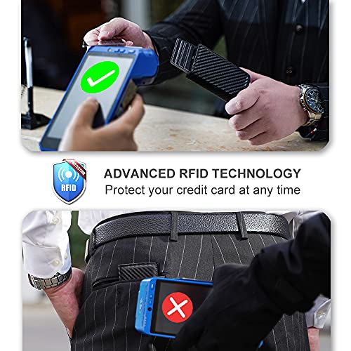 Aiuwo Wallet for Mens Wallet Card Holder,Smart,RFID Blocking,Slim Wallet for Front Pocket-8-12 Card Capacity (Pu Leather, Carbon Fiber) by Aiuwo - Used condition - Image 4